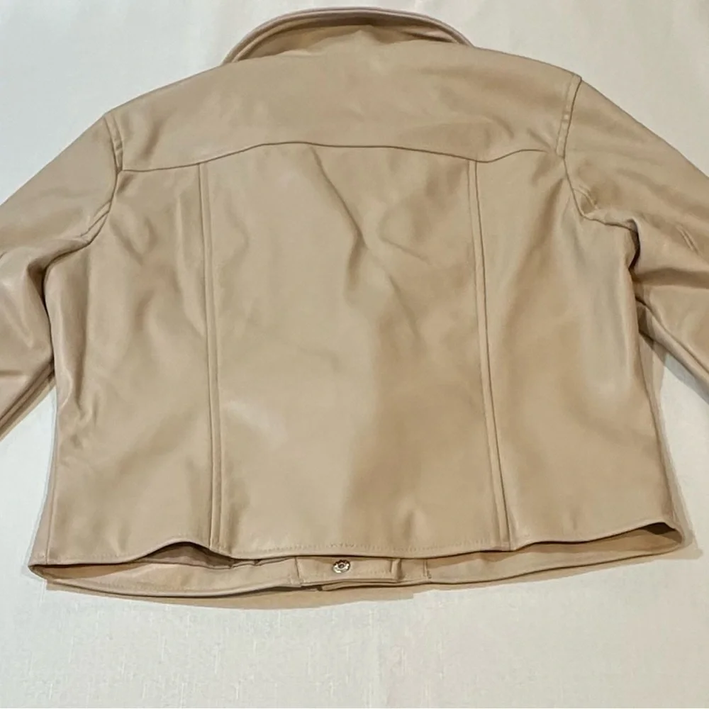 Sam Edelman Faux Leather Moto Jacket Beige | NWT Size Small - Picture 9 of 12